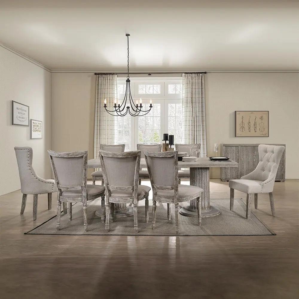 Gabrian - Side Chair (Set of 2) - Two-Tone Beige Fabric & Reclaimed Gray by Unique Piece Furniture