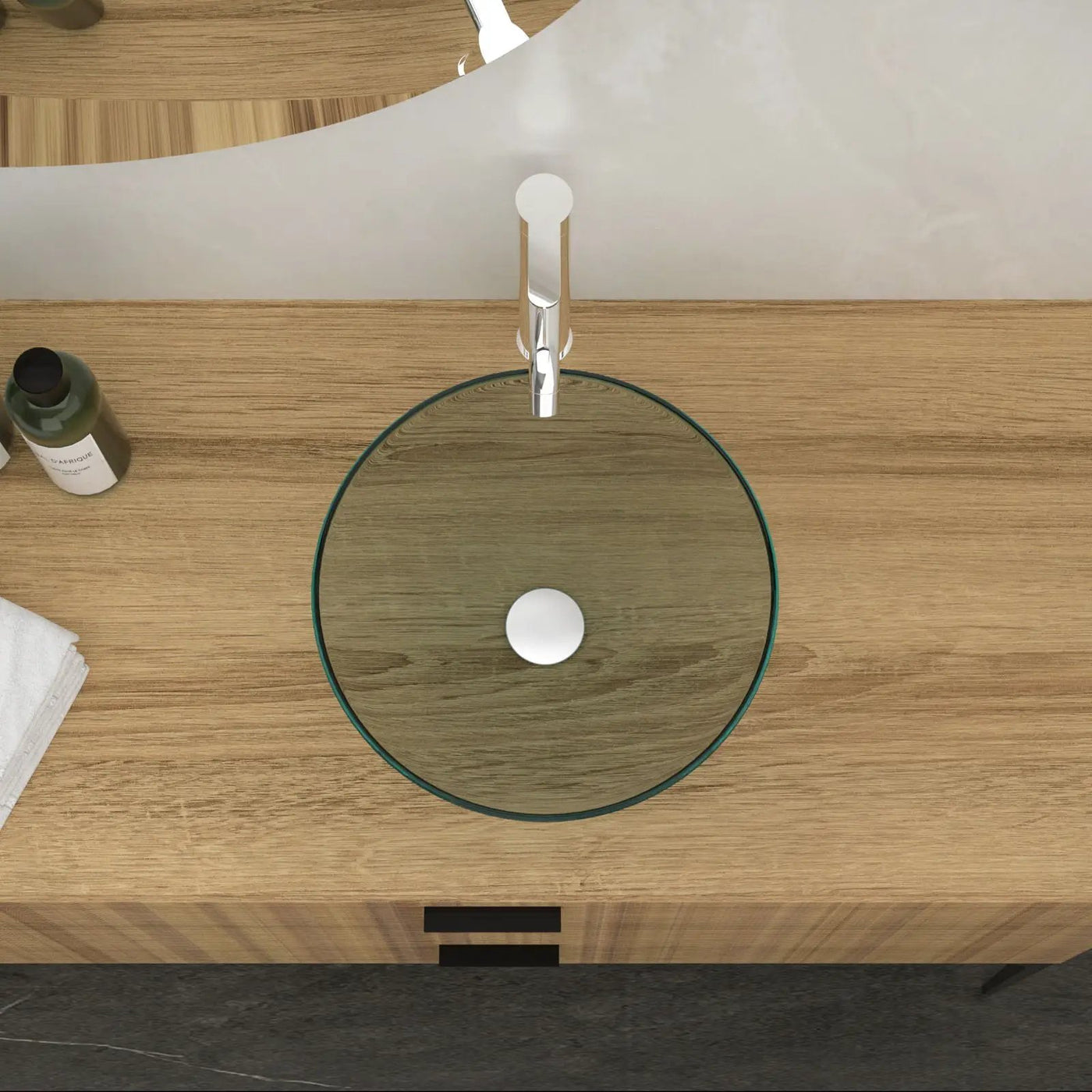 Artistic Tempered Glass Vessel Sink With Pop Up Drain by HouseOfZazla