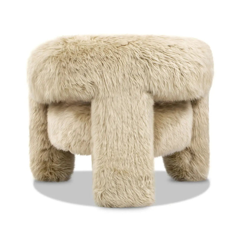 Avalon - Genuine Sheepskin Fur Split Barrel Back Accent Chair - Natural Blonde by HouseOfZazla