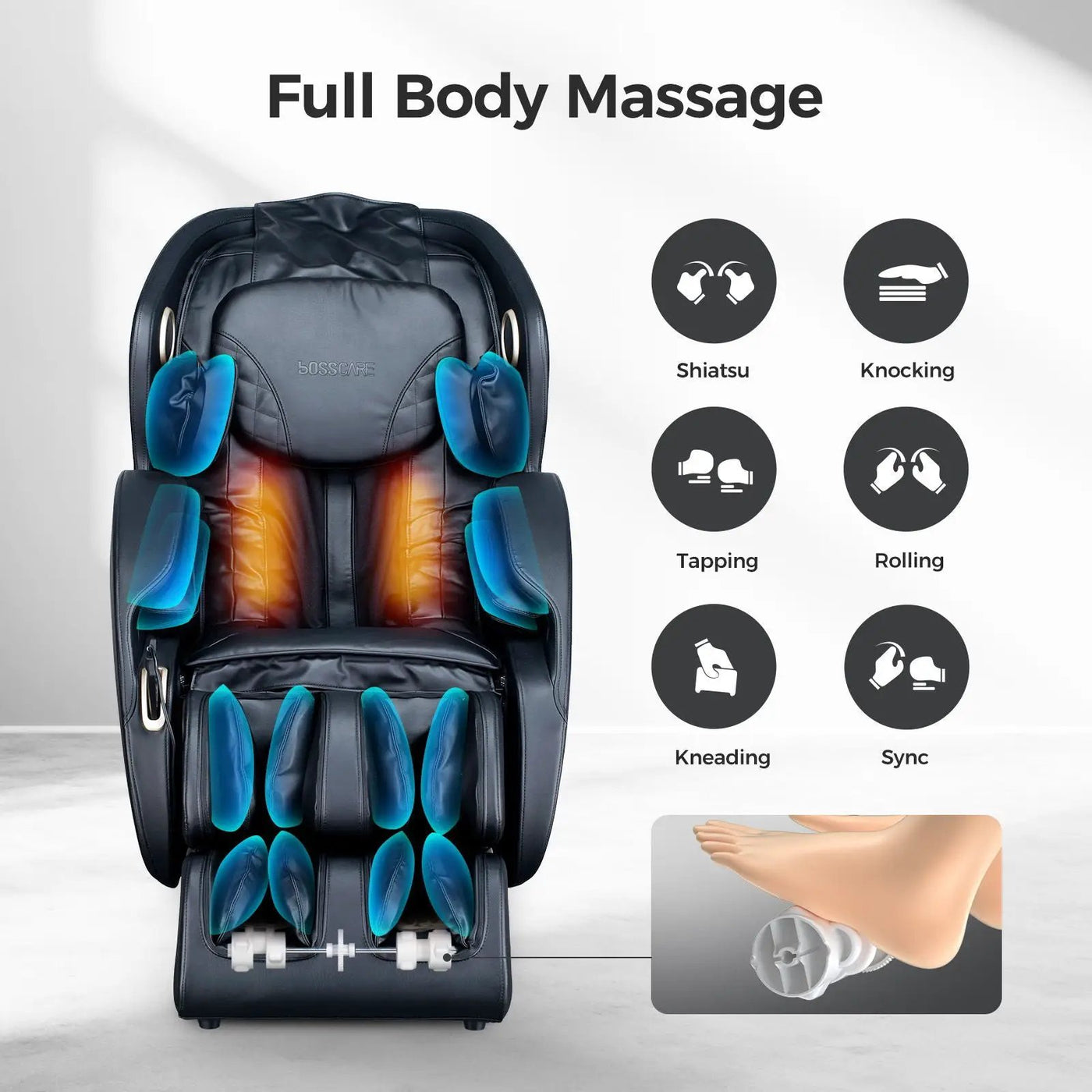 Bosscare - 3D Zero Gravity Massage Chair, Full Body Shiatsu Recliner With App by HouseOfZazla
