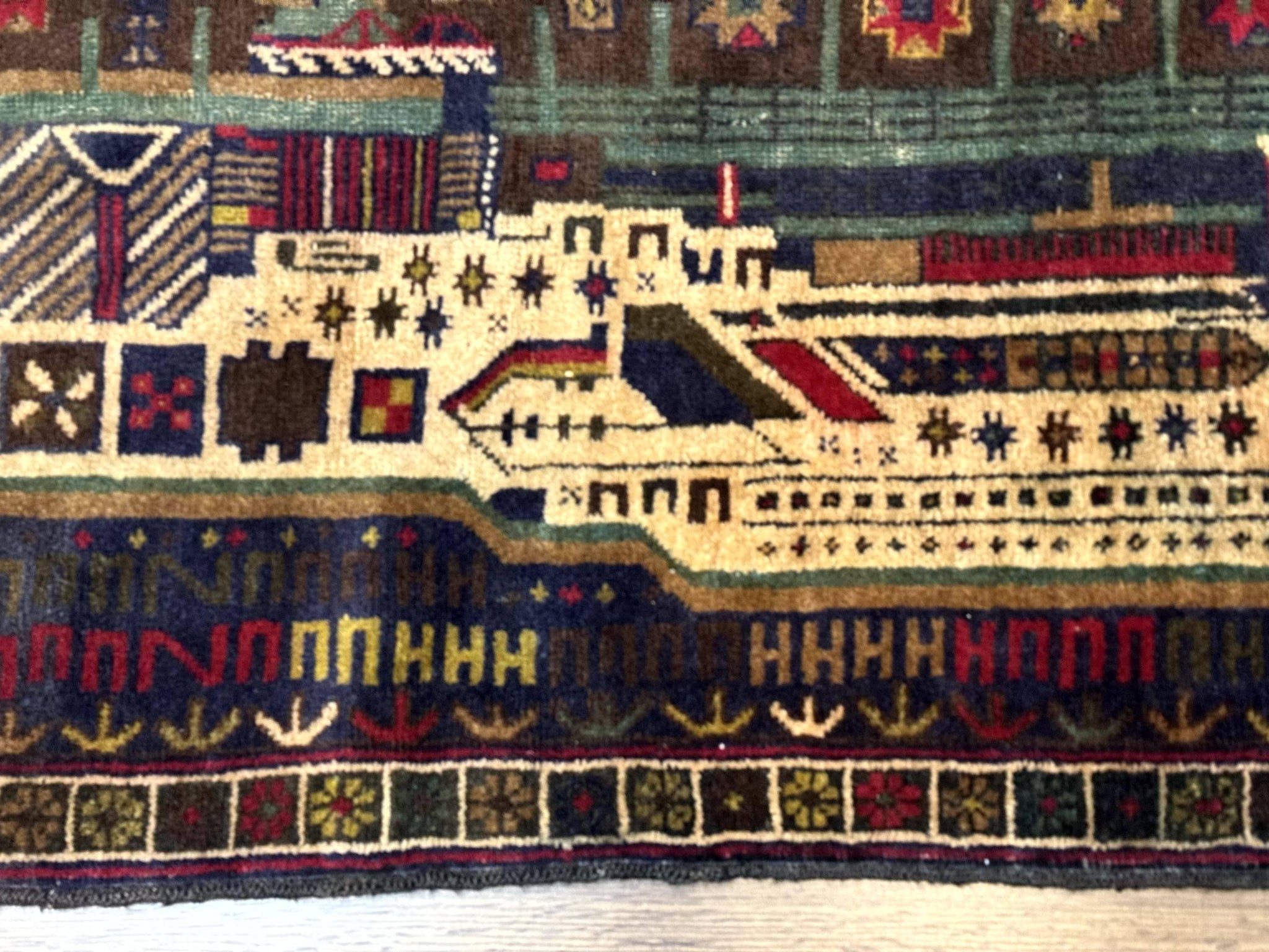 Balouch Rug 3x5, Afghan Carpet, City Pictorial by Jewel Rugs