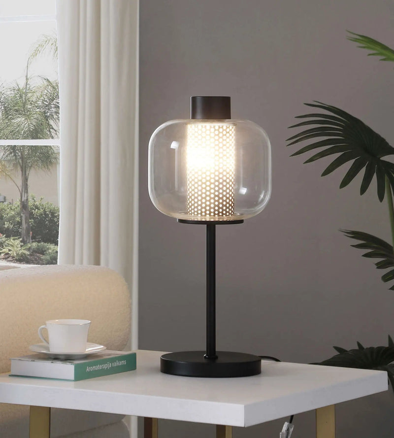 Ingrid 22-inch Glass Shade Bedside Table Lamp Black by Unique Piece Furniture