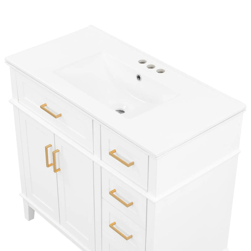 Bathroom Vanity With Sink, Soft Close Doors, 4 Storage Drawers