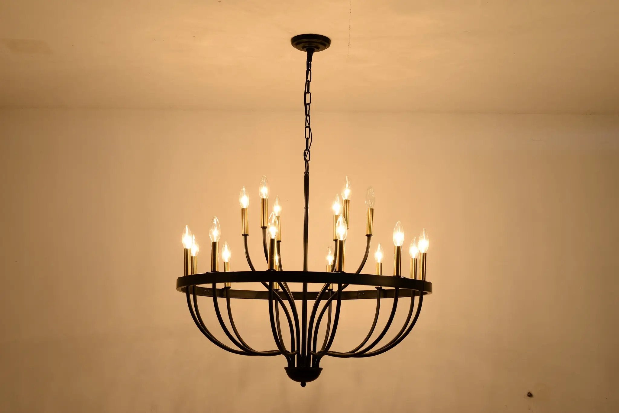 15-Light Industrial Iron Candle Chandelier Modern Farmhouse Pendant Light by HouseOfZazla