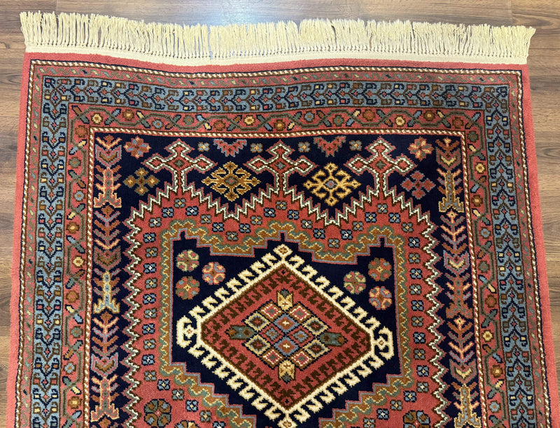 5x7 Persian Tribal Design Rug, Wool, Geometric Medallions, Vintage, Power Loomed by Jewel Rugs