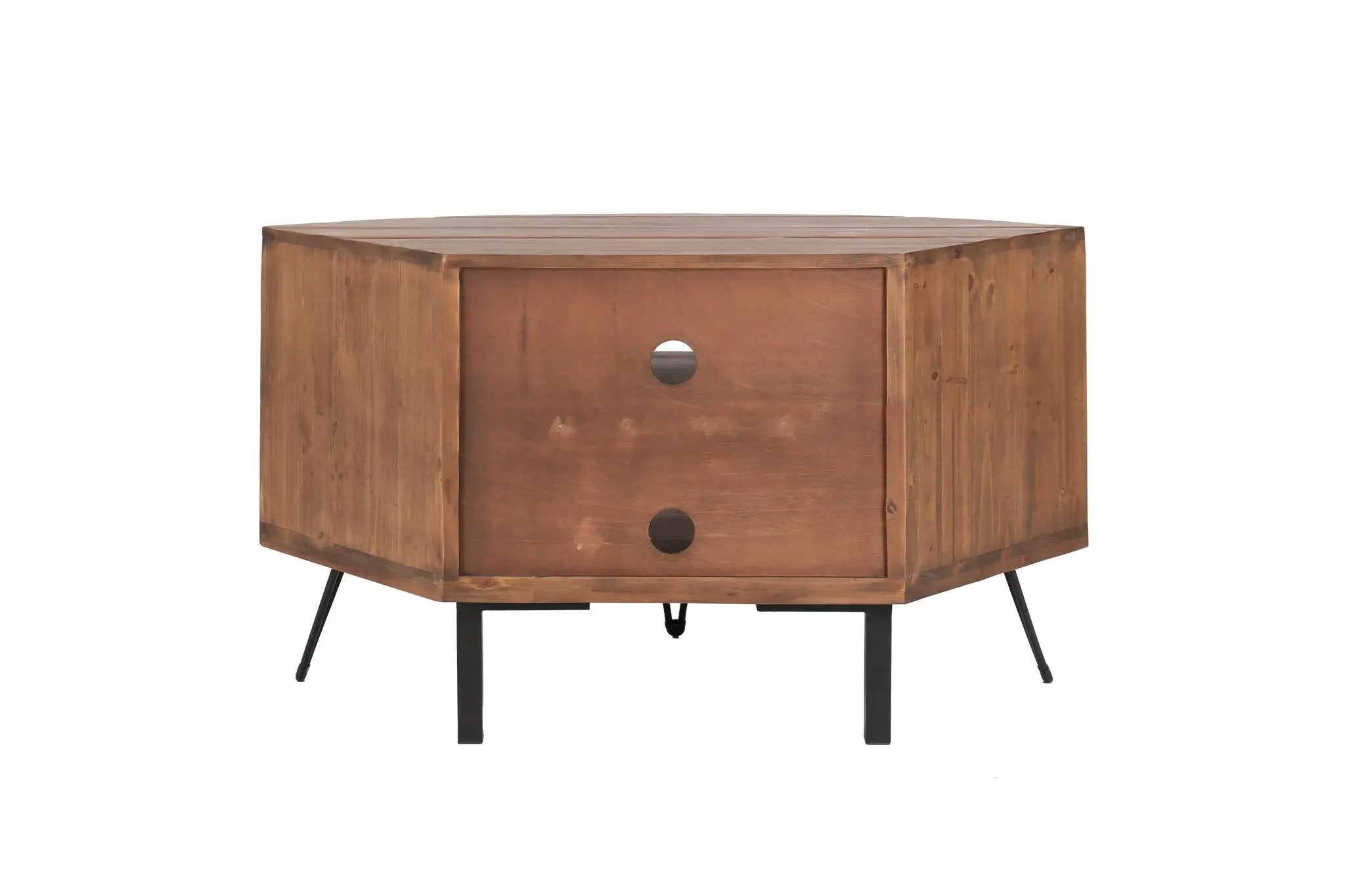 Fan Shape Reclaimed Wood Corner Media Table For Living Room Wise Use Your Space - Natural by Unique Piece Furniture