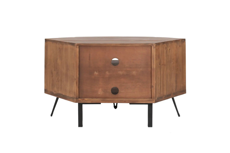 Fan Shape Reclaimed Wood Corner Media Table For Living Room Wise Use Your Space - Natural by HouseOfZazla