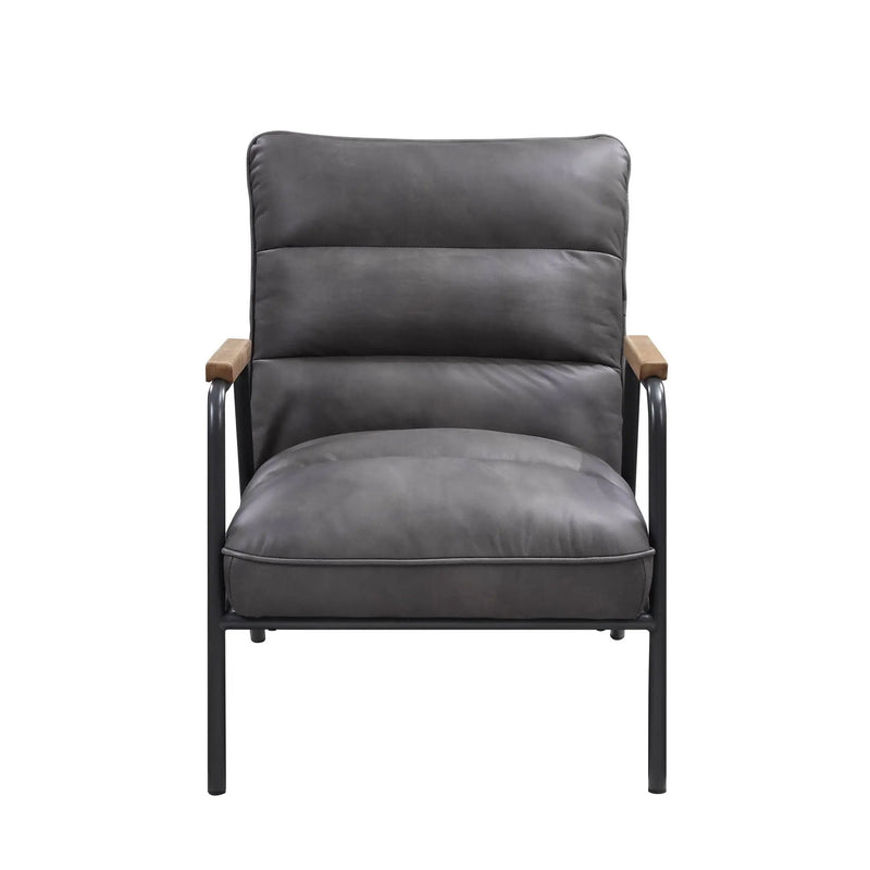 Nignu - Top Grain Leather Matt Iron Accent Chair - Gray by Unique Piece Furniture