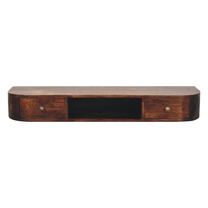 Lunar - Floating Console With 2 Drawer - Chestnut by HouseOfZazla