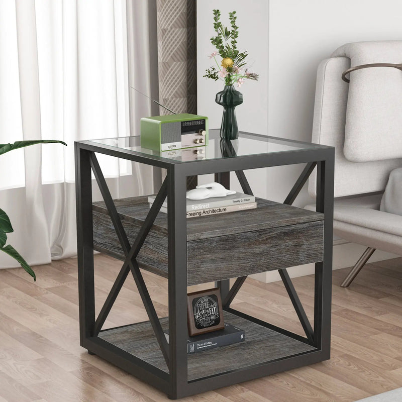 Set of 2 Modern End Tables with Drawer - Nightstands by HouseOfZazla