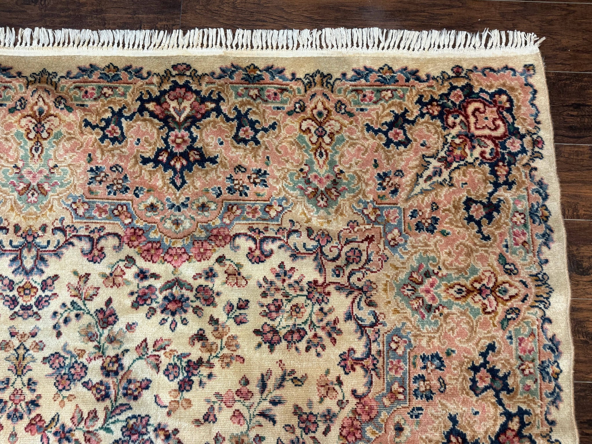 Antique Karastan Rug 8.8 x 12 Lanamar Floral Ivory Kirman Wool Discontinued by Jewel Rugs