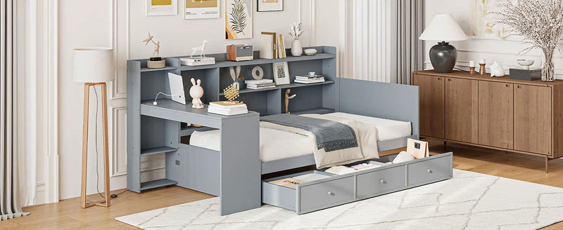 Daybed With 3 Drawers USB Ports And Desk by HouseOfZazla