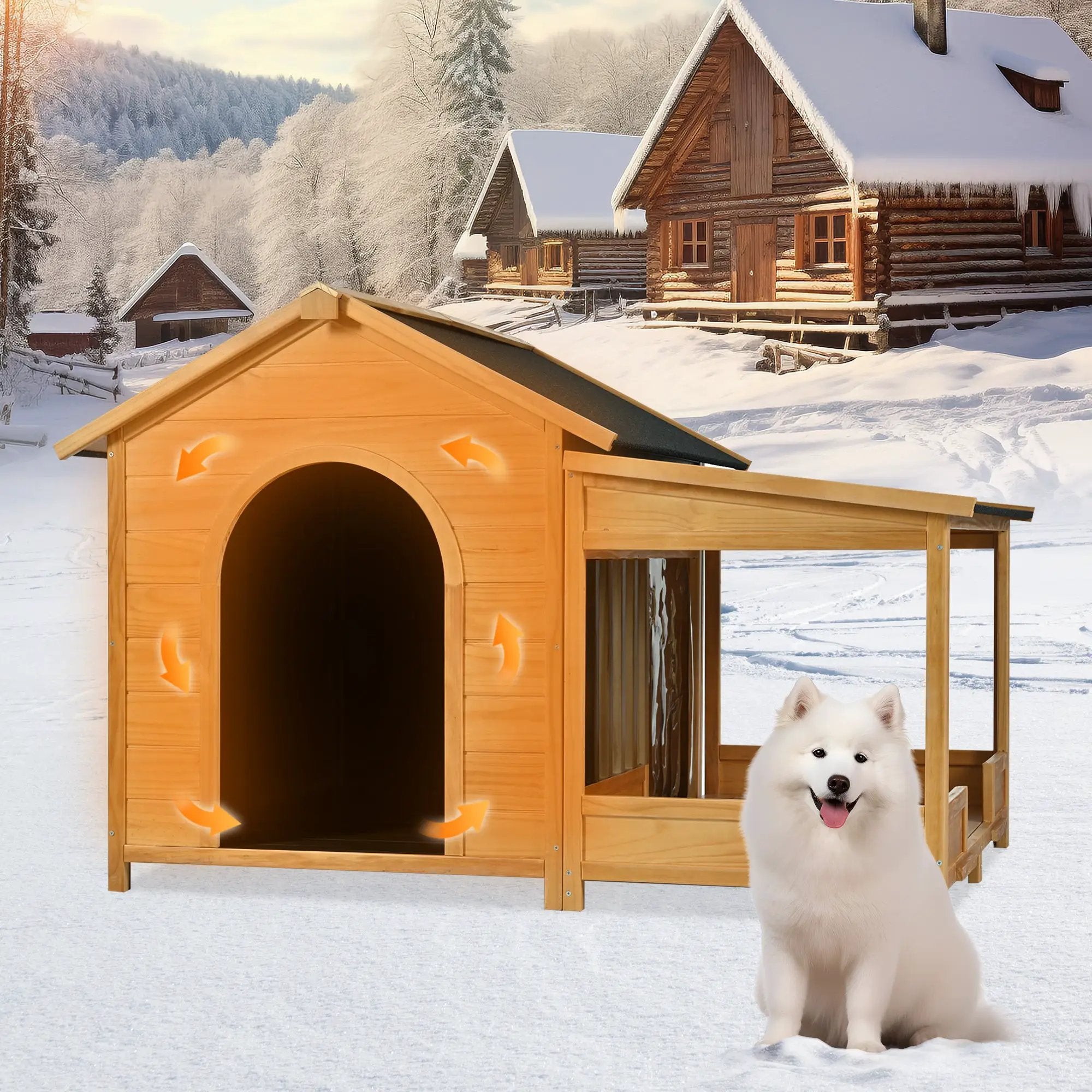 60.2 Inch Large Outdoor Dog House with Insulated Liner by HouseOfZazla