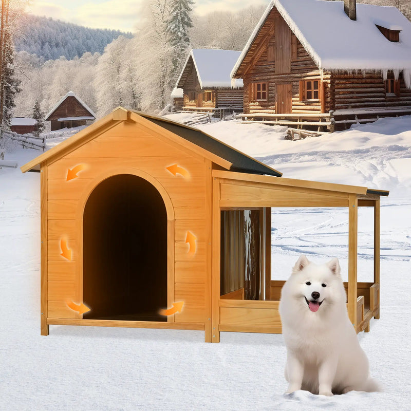 60.2 Inch Large Outdoor Dog House with Insulated Liner by HouseOfZazla