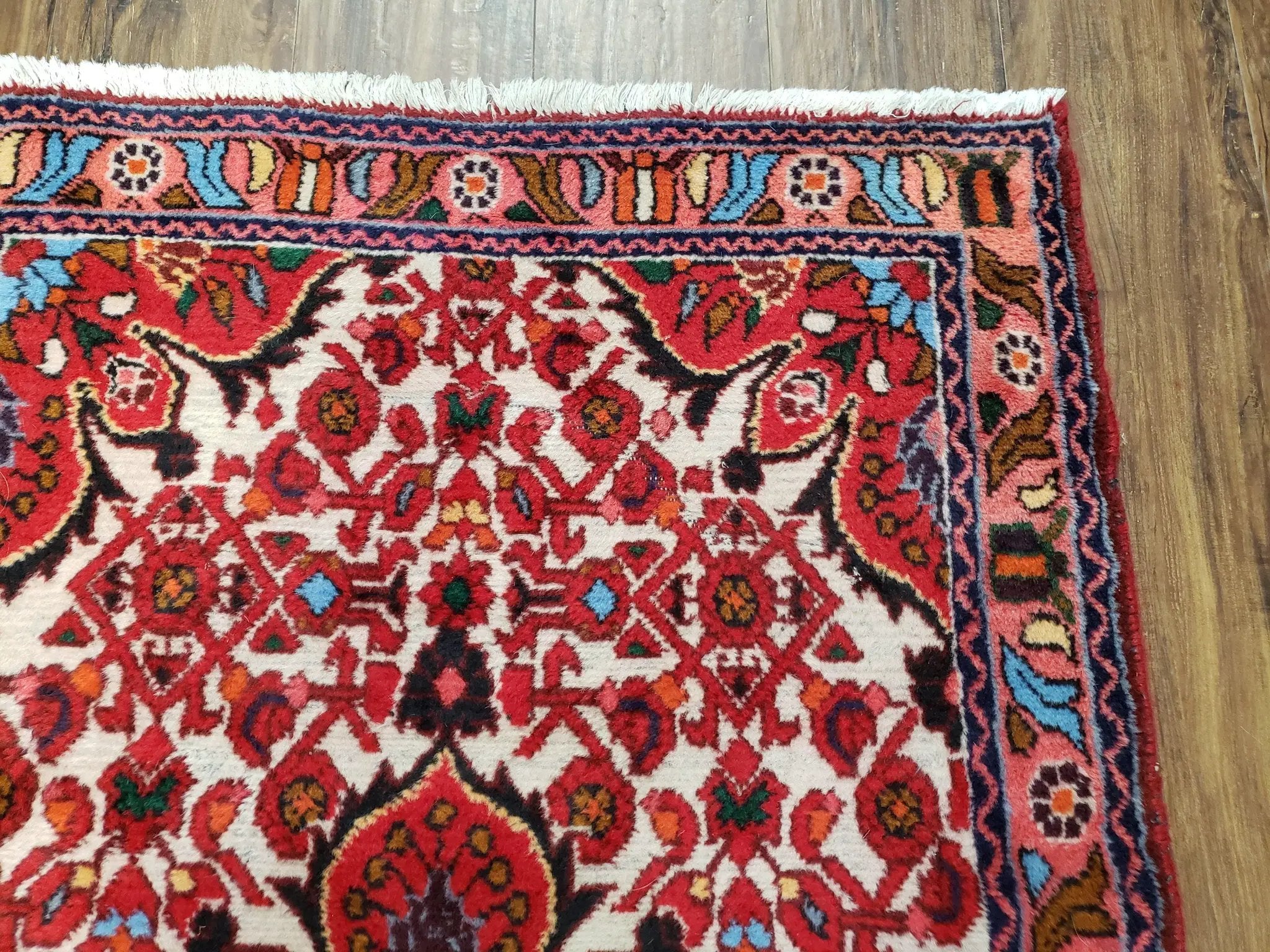 3' 2' X 5' 1" Handmade Floral Wool Rug Red Beige /Ivory by Jewel Rugs