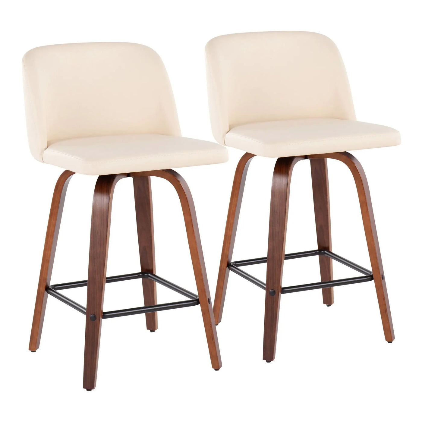 Toriano - Mid Century Modern Fixed Height Counter Stool & Square Footrest (Set of 2) by HouseOfZazla