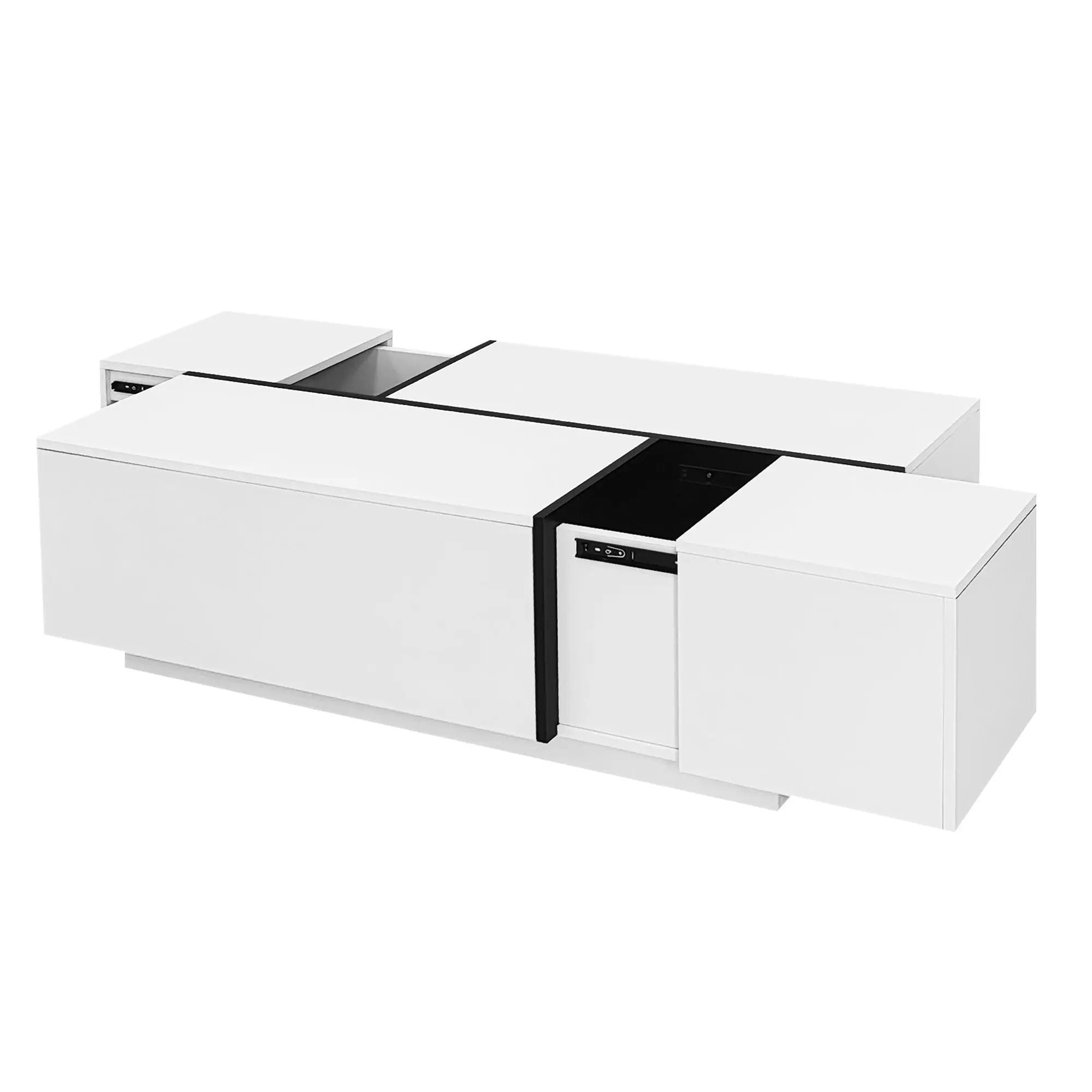Extendable Coffee Table With 2 Hidden Storage Space And 2 Drawers For Living Room