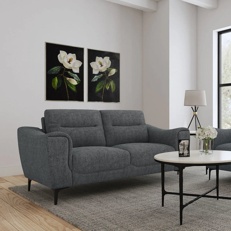 Oberle - Upholstered Sloped Track Arm Loveseat - Charcoal by HouseOfZazla