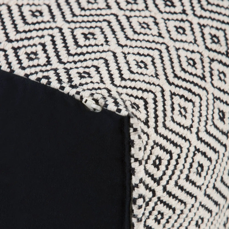 Brynn - Square Pouf - Patterned Black / Natural by HouseOfZazla