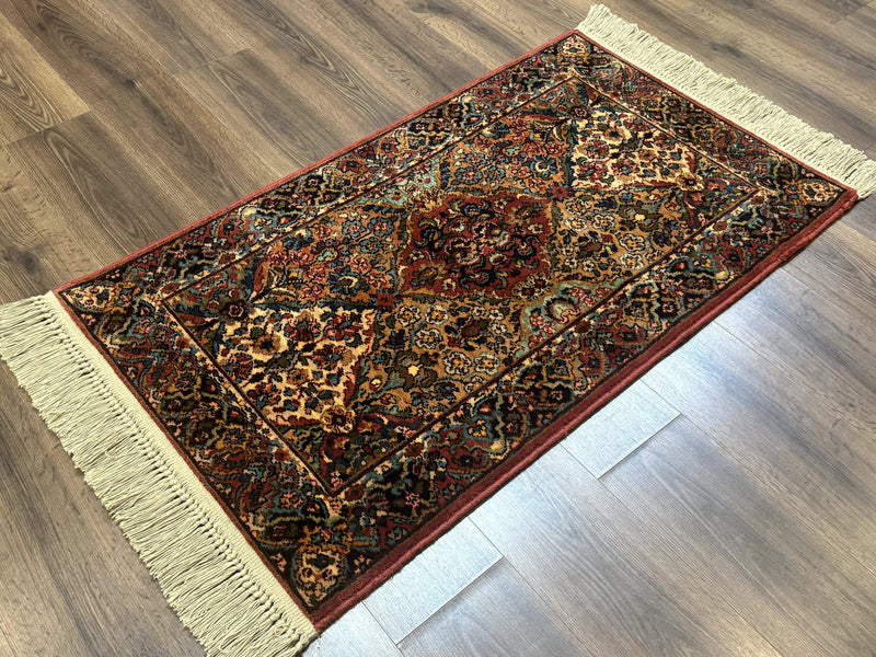 Karastan Rug 2.6 x 4 Multicolor Panel Kirman #717, Original 700 Series, Wool Pile Discontinued by Jewel Rugs