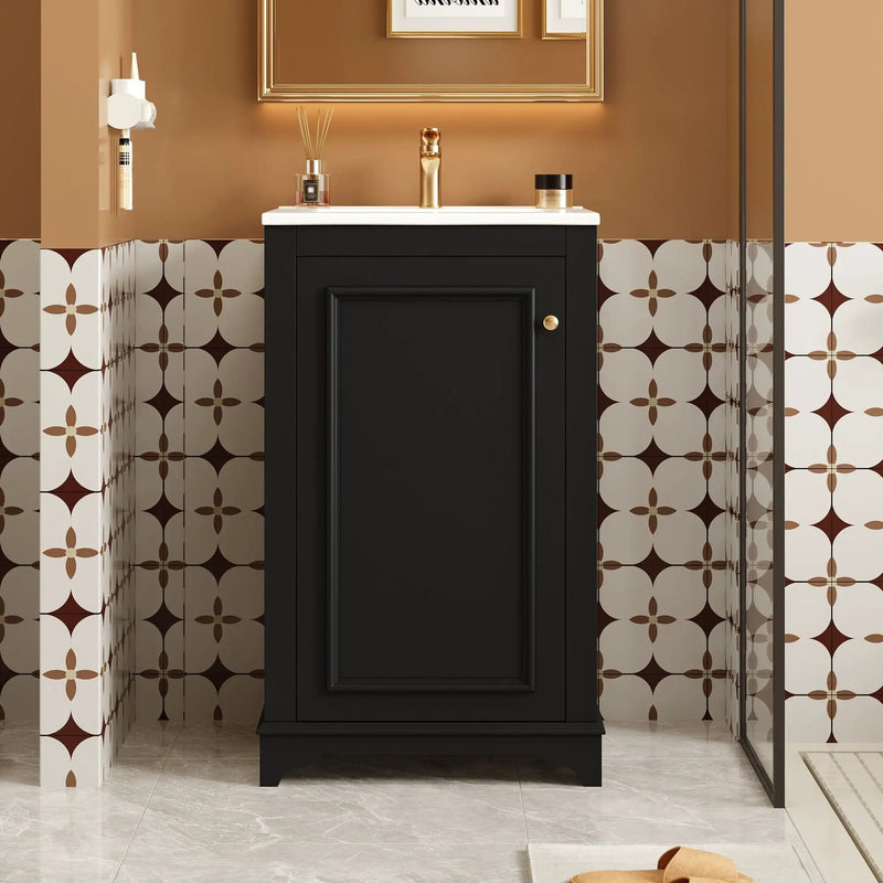 Bathroom Vanity With Sink, Freestanding Single Cabinet Set, Soft Close Door, Adjustable Shelf by Unique Piece Furniture