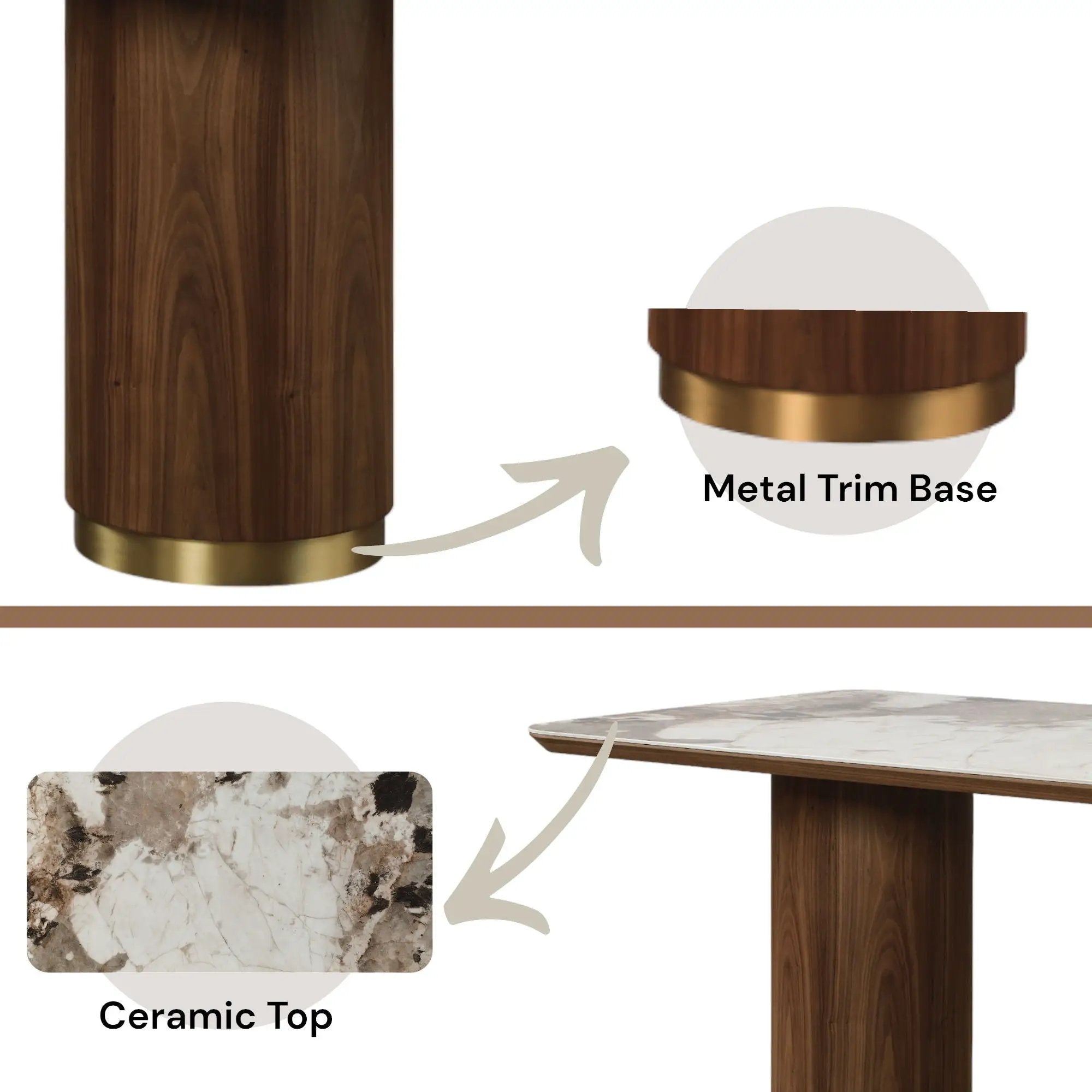 Willene - Ceramic Top Dining Table - Walnut by Unique Piece Furniture