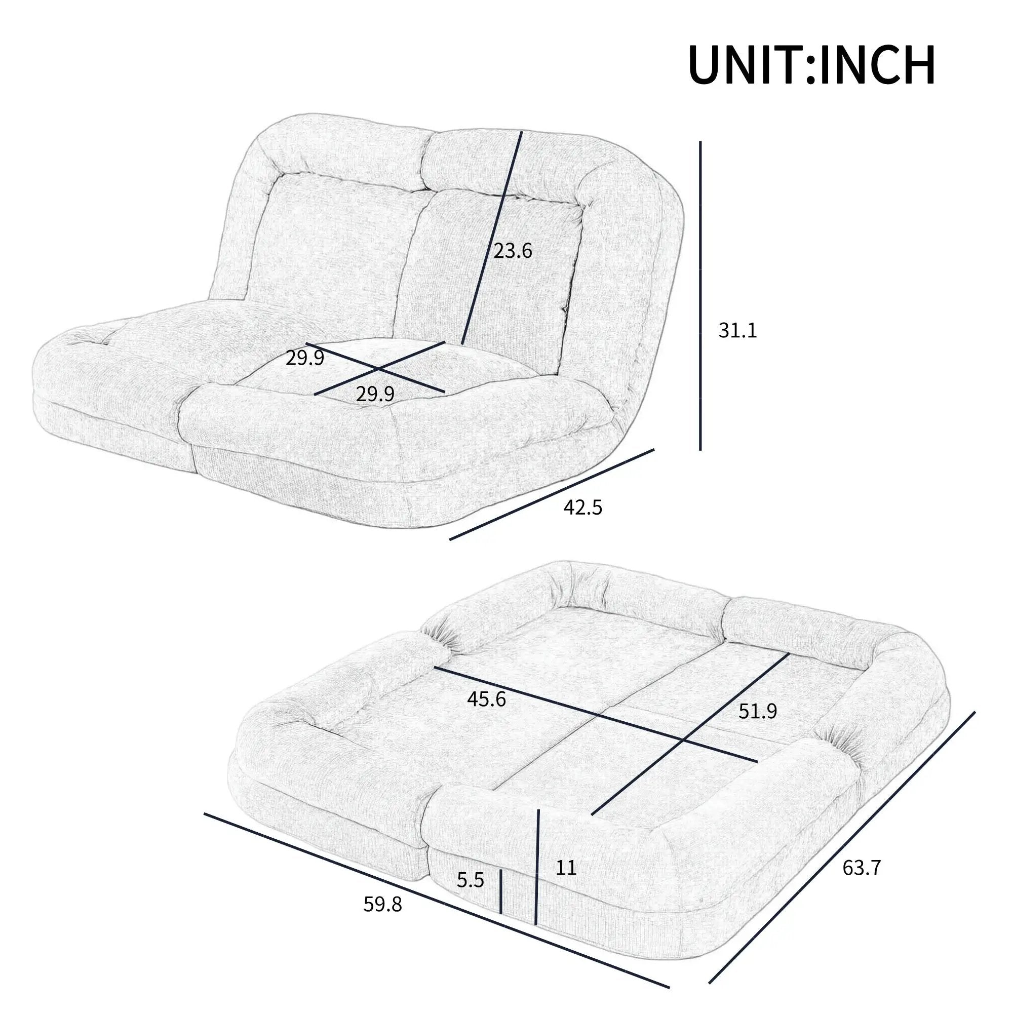 Convertible Fold-Out Double Sofa Bed by HouseOfZazla