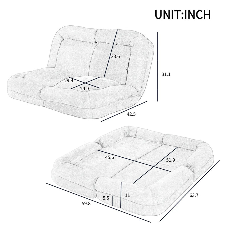 Convertible Fold-Out Double Sofa Bed by HouseOfZazla