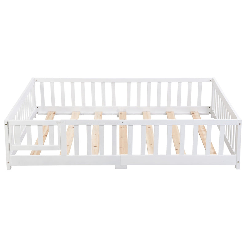 Solid Wood Floor Bed With Door And Fence For Children by HouseOfZazla