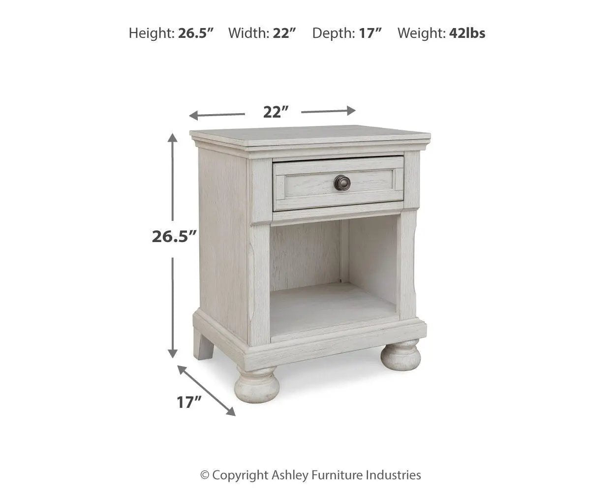 Robbinsdale - One Drawer Night Stand - Antique White by Unique Piece Furniture