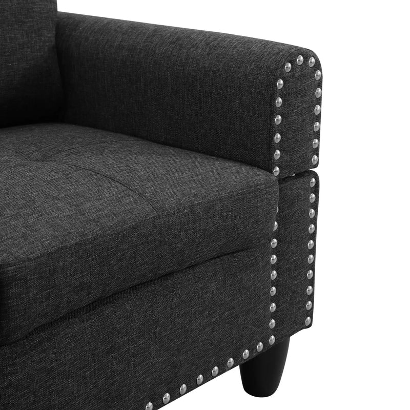 Reversible L-Shaped Sectional Couch with Storage Ottoman, Tufted by HouseOfZazla