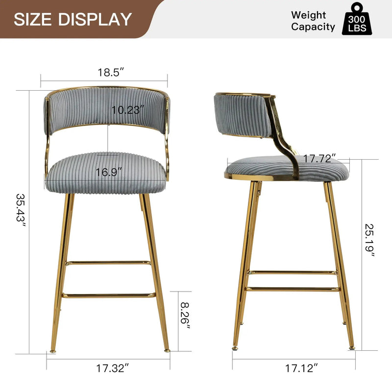 Counter Height Bar Stools With Powder Coating Base And Footrest (Set of 2) - by Unique Piece Furniture