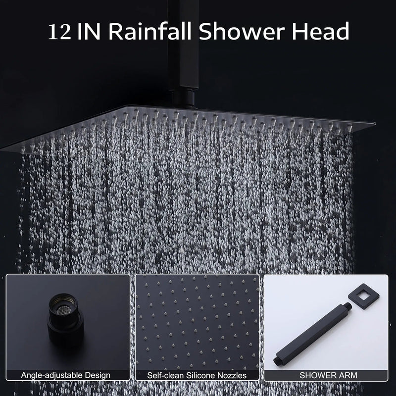 Tub Shower Faucet Set With 12" Rain Shower Head And Handheld Spray Combo by HouseOfZazla