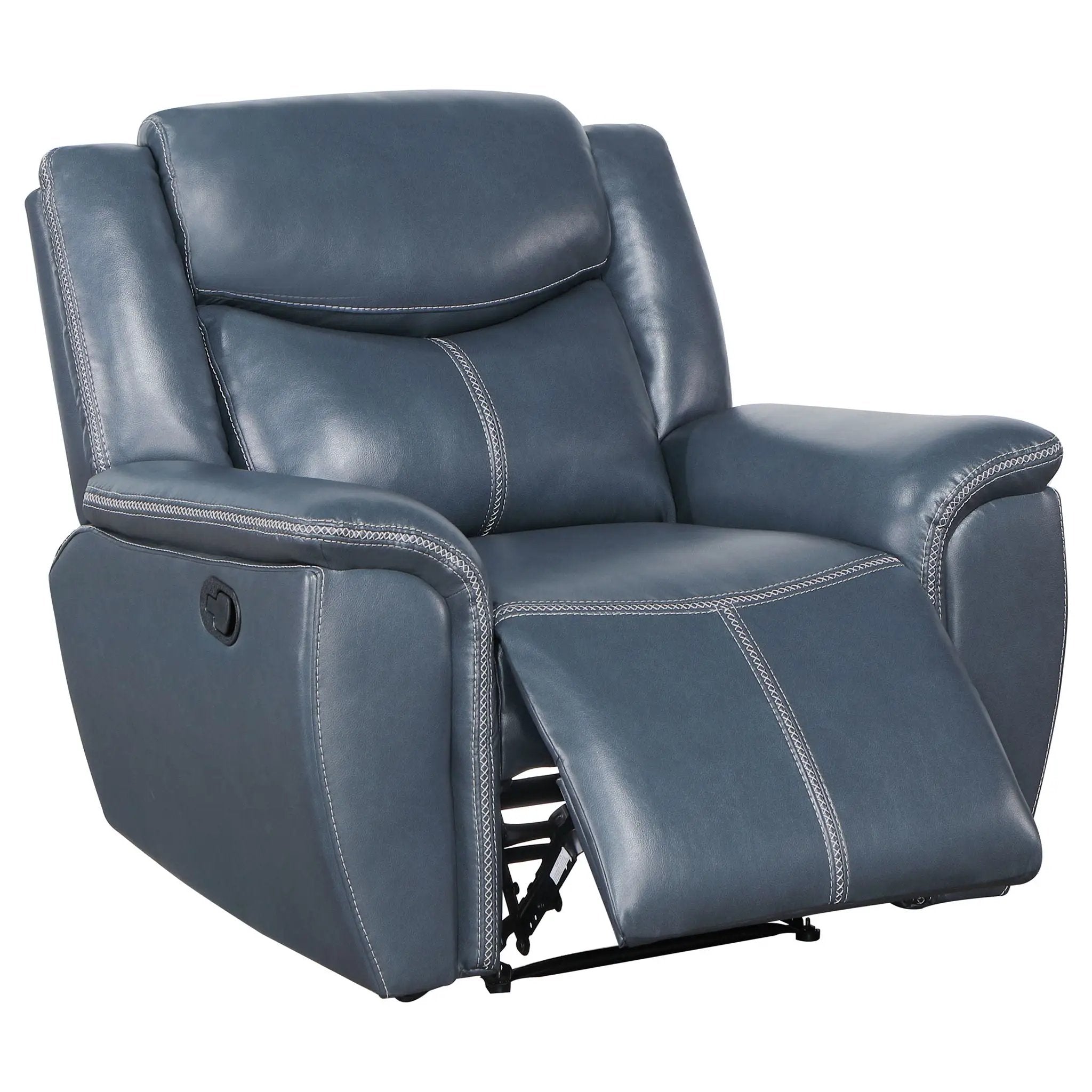 Brier - Upholstered Padded Arm Recliner Chair With Manual Recline And Pillowtop Arms - Blue by Unique Piece Furniture