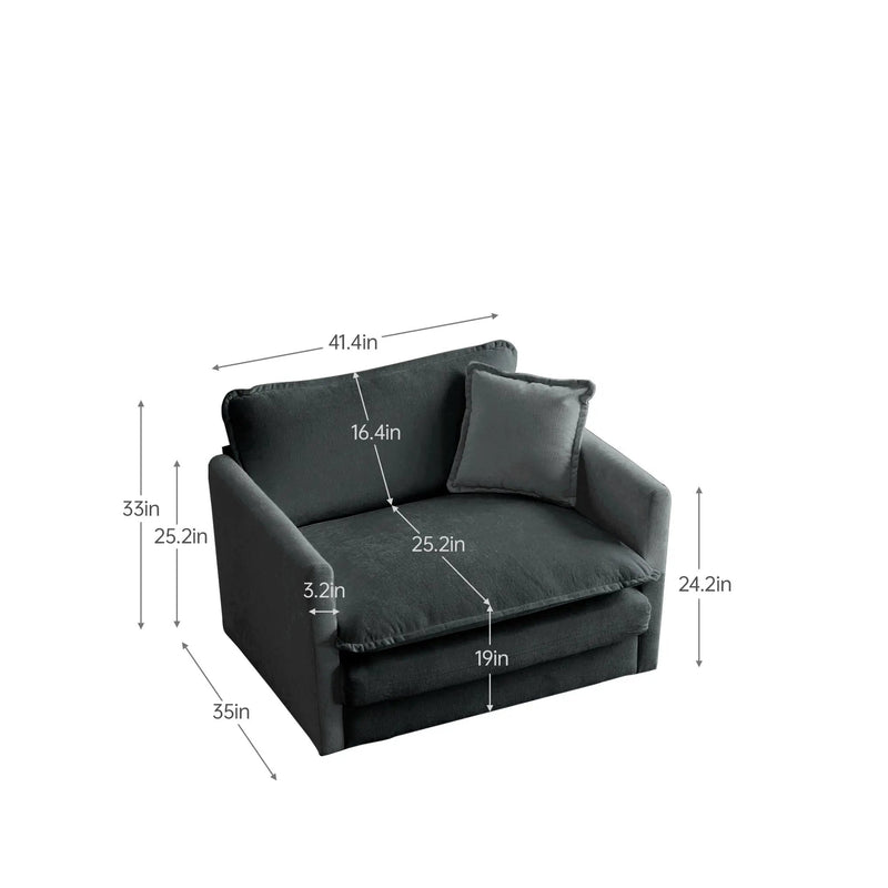 Comfy Deep Single Seat Sofa Upholstered Reading Armchair by HouseOfZazla