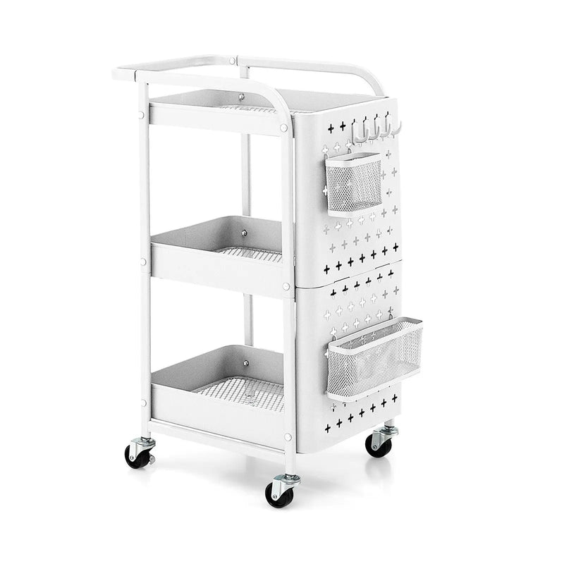 3-Tier Utility Storage Cart with DIY Pegboard Baskets by DirectDeals