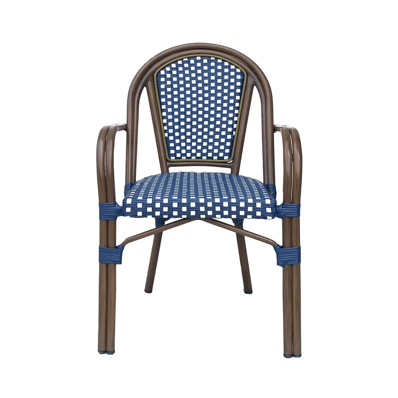 Bistro Chair With 2 Toned Checkered Pattern (Set of 2) - White / Navy by HouseOfZazla