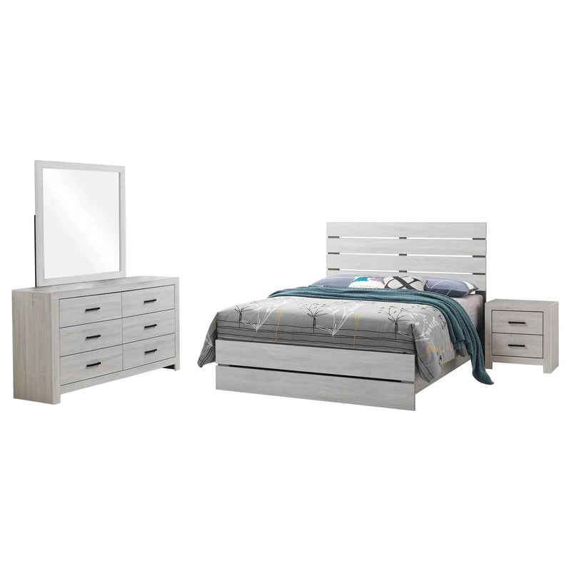 Geary - 4 Piece King Panel Bedroom Set With 2 Nightstands And Dresser - White by HouseOfZazla