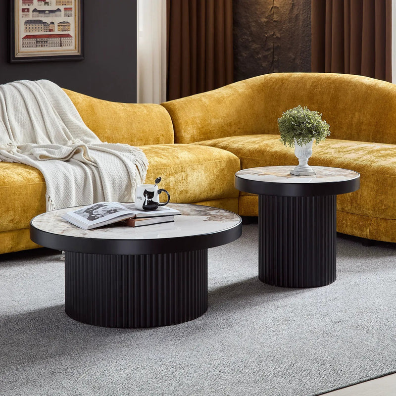 Set of 2 Coffee Tables with Sintered Stone Tabletops by HouseOfZazla