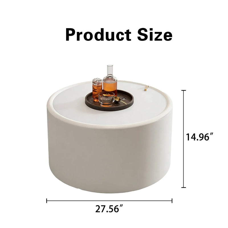 White Round Coffee Table with Tempered Glass Top by HouseOfZazla