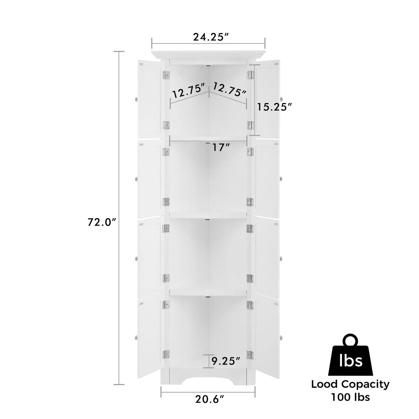 Tall Storage Cabinet With Doors And 4 Shelves For Living Room, Kitchen, Office, Bedroom, Bathroom, Modern by Unique Piece Furniture