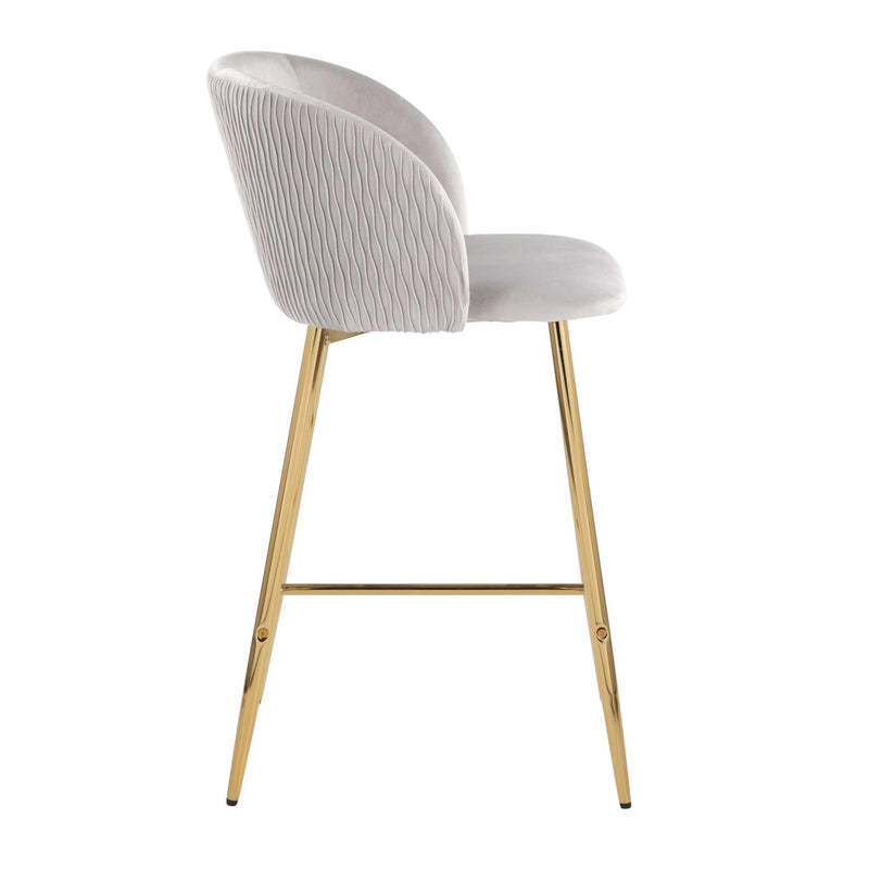 Fran - Pleated Waves Contemporary / Glam Fixed Height Counter Stool (Set of 2) by HouseOfZazla