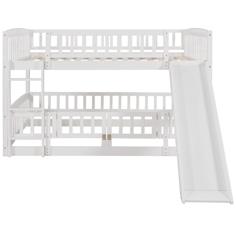 Low Bunk Bed With Slide, Fence And Ladder by Unique Piece Furniture