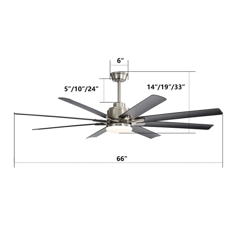 Ceiling Fan With Dimmable LED Light, 8 Blades, Reversible DC Motor, Remote Control by HouseOfZazla