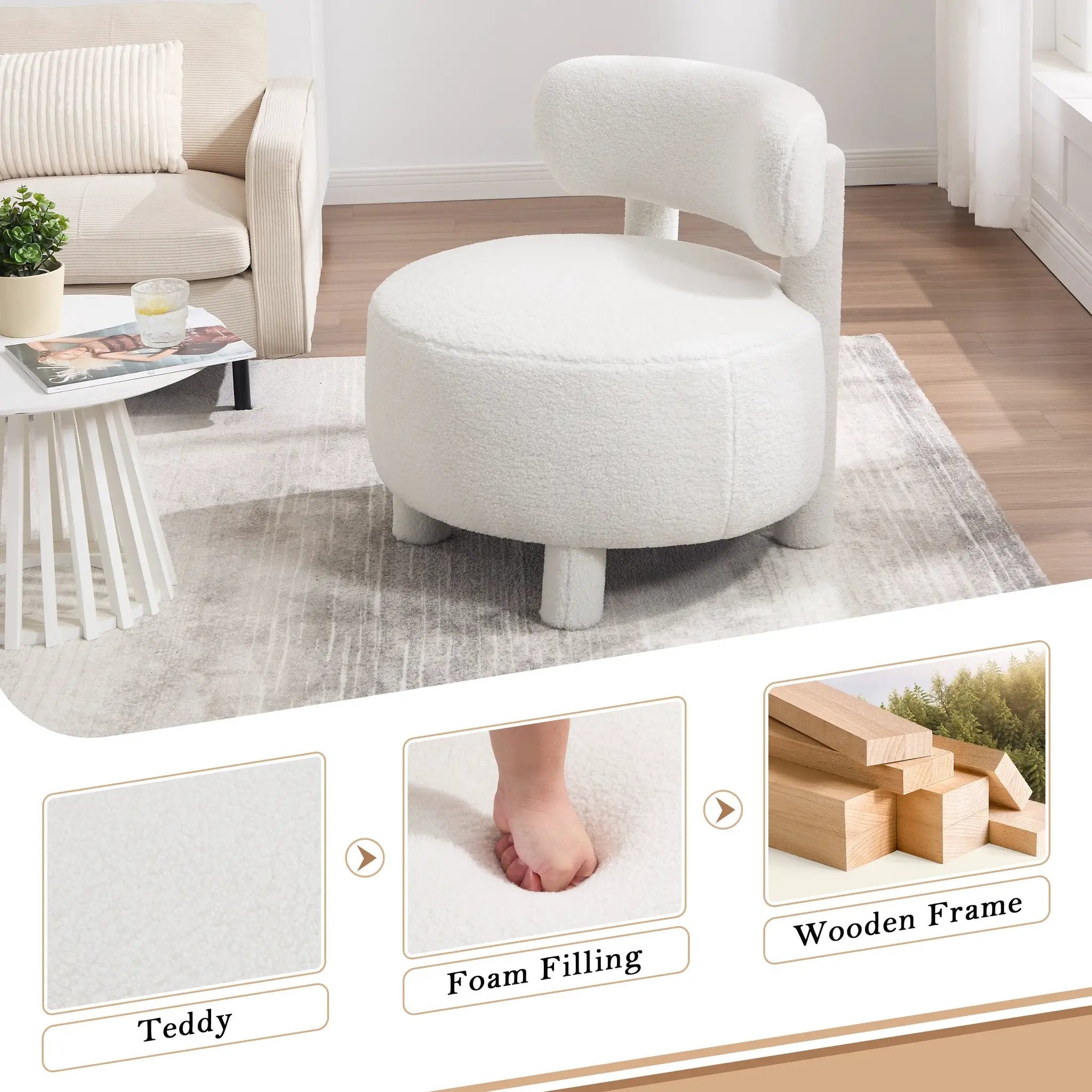 Teddy Fabric Armless Accent Chair by HouseOfZazla