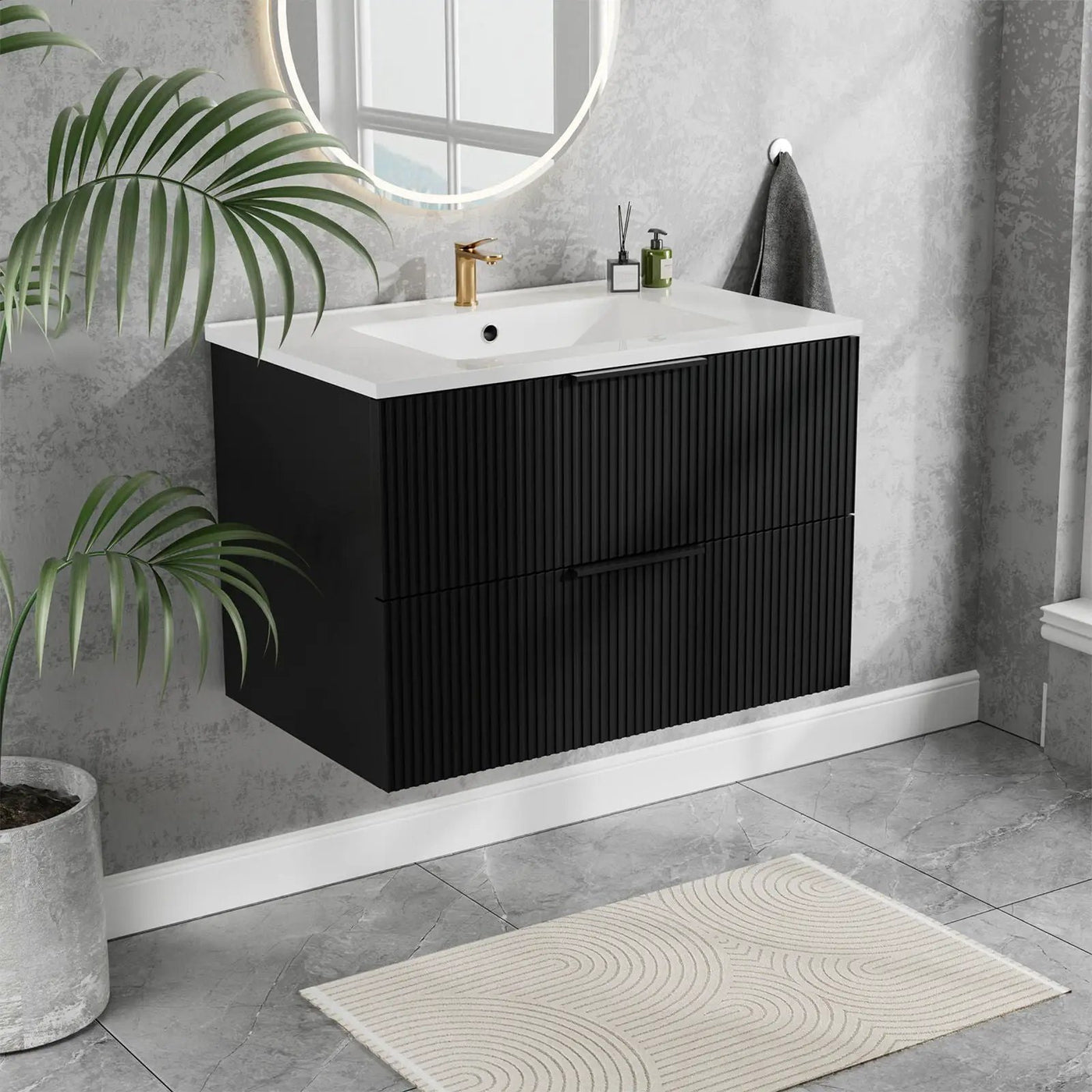 Modern Wall Mounted Floating Bathroom Vanity With Sink And Drawers by Unique Piece Furniture