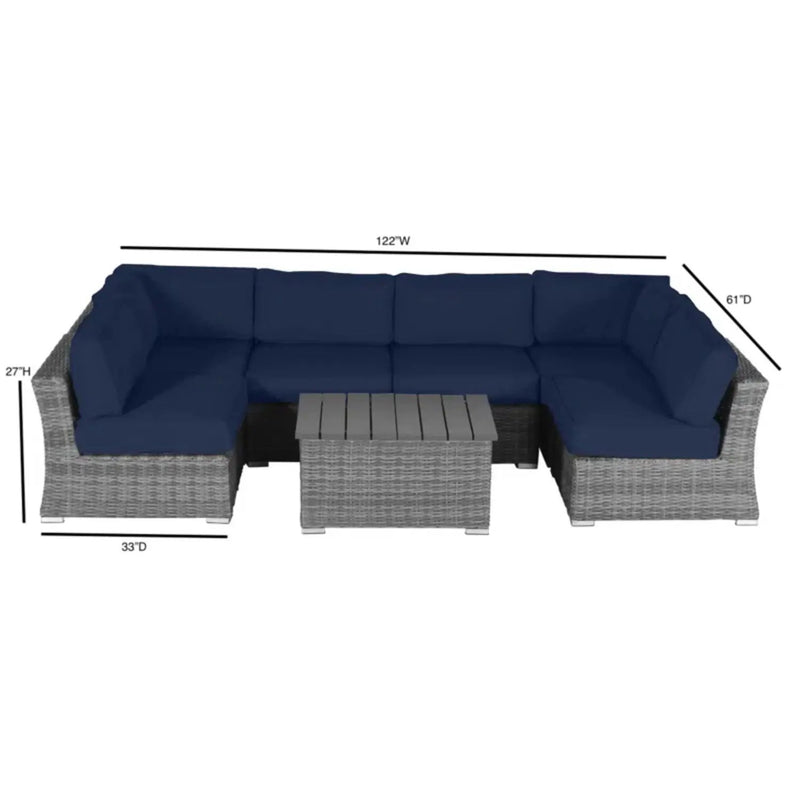 Wicker Sectional Sofa With Cushions And Table by Unique Piece Furniture