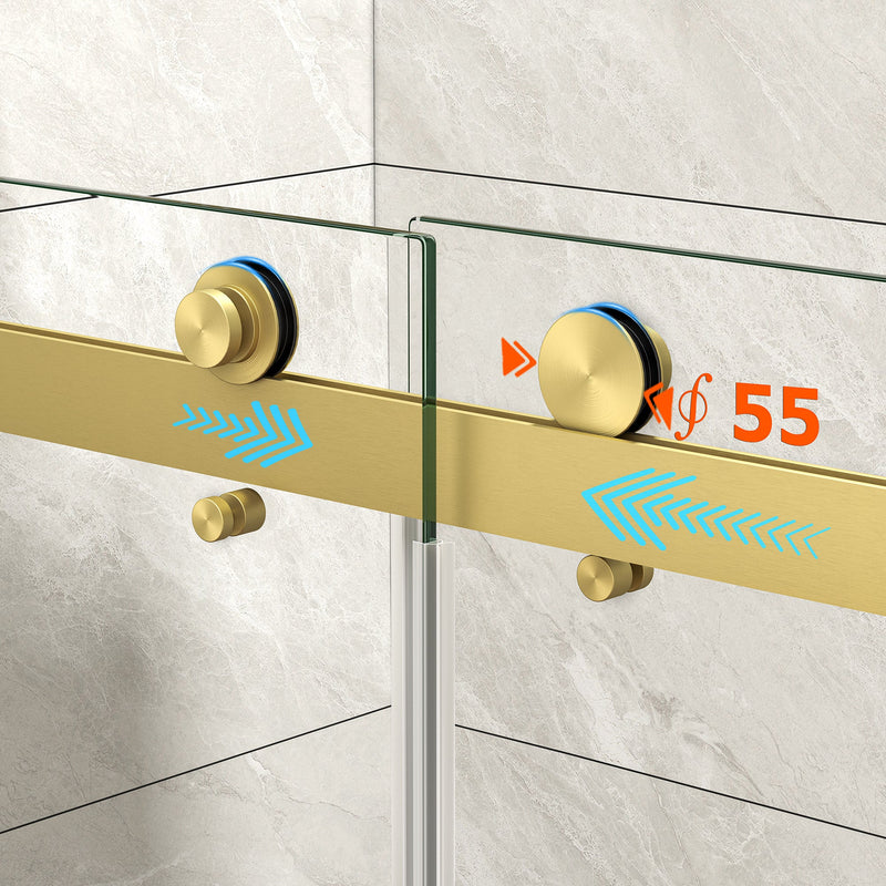 43"-48" W x 76" H Brushed Frameless Shower Door by HouseOfZazla