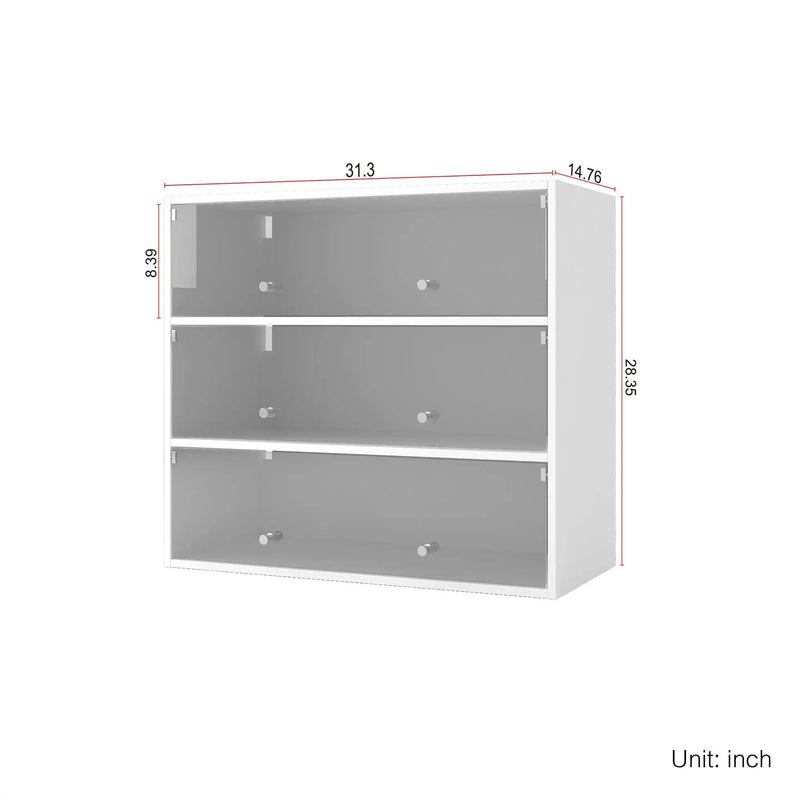 White Glass Door Shoe Storage Cabinet with RGB LED Light by HouseOfZazla