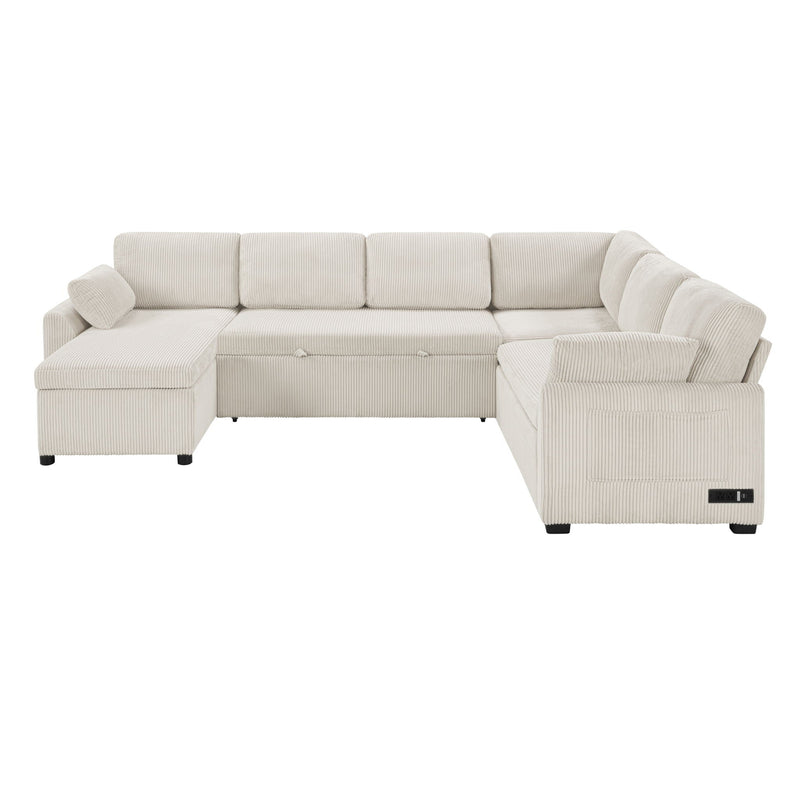Convertible U-Shaped Sectional Sofa Bed With Reversible Chaise by HouseOfZazla